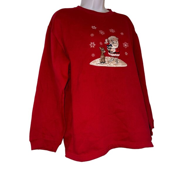 Vintage Rudolph the Red Nosed Reindeer Sweatshirt Womens L Oversized Christmas - Picture 4 of 10